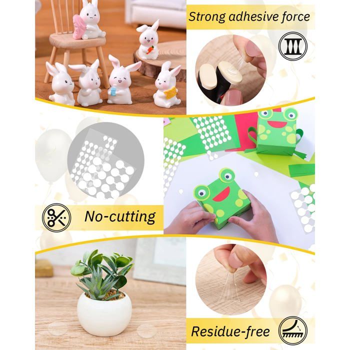 Lot De 200 Pastilles Adhésives Double Face Diamètre : 20mm Avec Design De Poignée Transparent Autocollants Ronds Amovibles Pour - Beaux-Arts Et Loisirs Créatifs