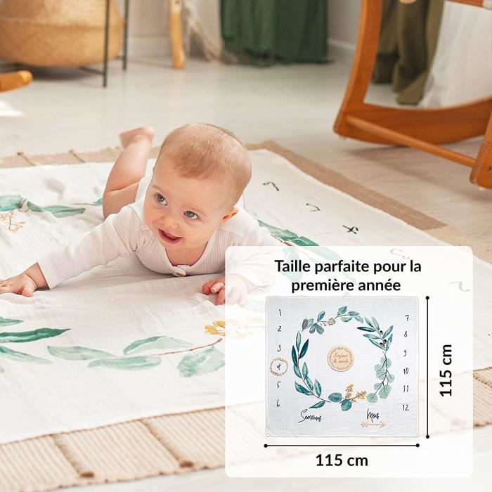 Couverture Étape Mensuelle pour bébé avec motif de jalon mensuel pour photo  de Noël Fond super doux (Arc en Ciel) - 120*150cm