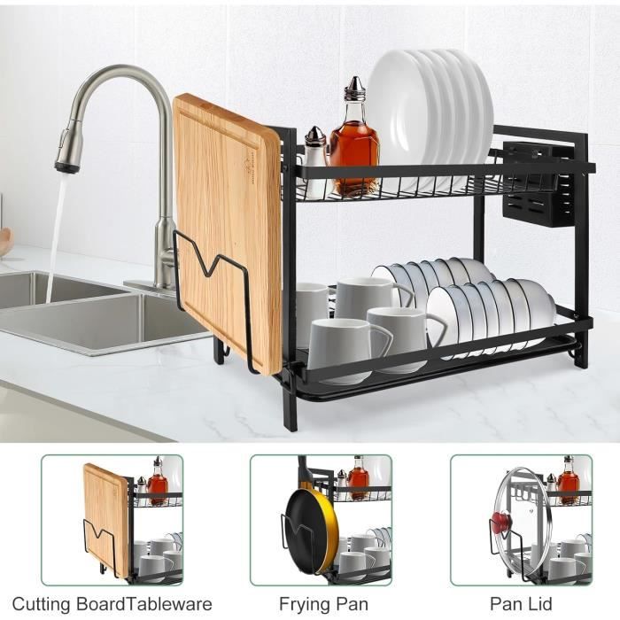 2 Moulins à Poivre Et Sel Manuel - Acier Inoxydable Et Verre - Réglable + Plateau En Bois - Cuisine & Table