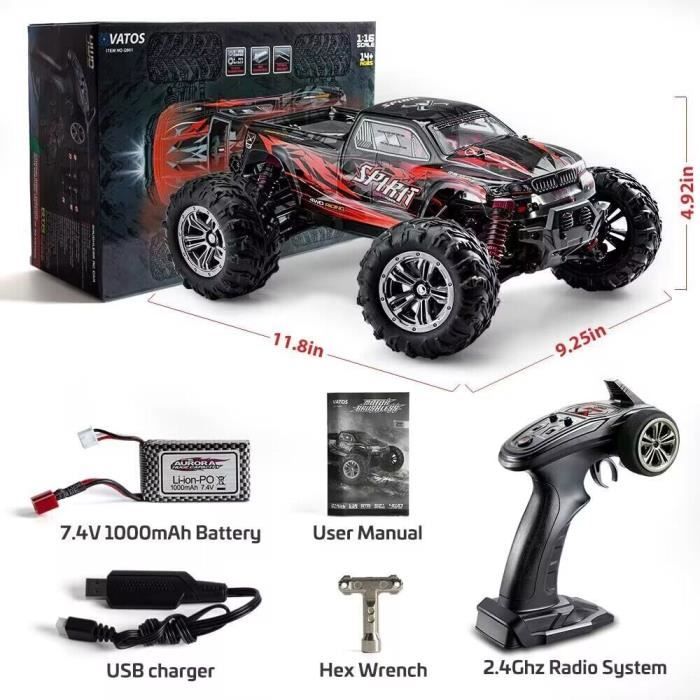 1:16 RC Voiture Télécommandée Monster Truck, Haute Vitesse 40 Km/h RC Drift  Car Avec LED Lumière Pour Adultes - Temu France