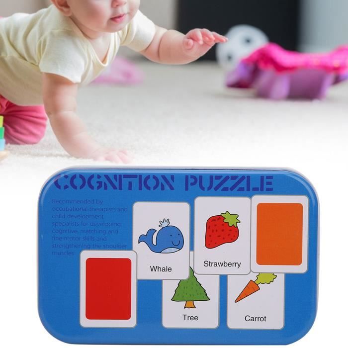 Vvikizy-Kid Learning Carte éducative précoce d'interaction parent-enfant  cognitive avec boîte de rangement (carte bleue de 30 pcs