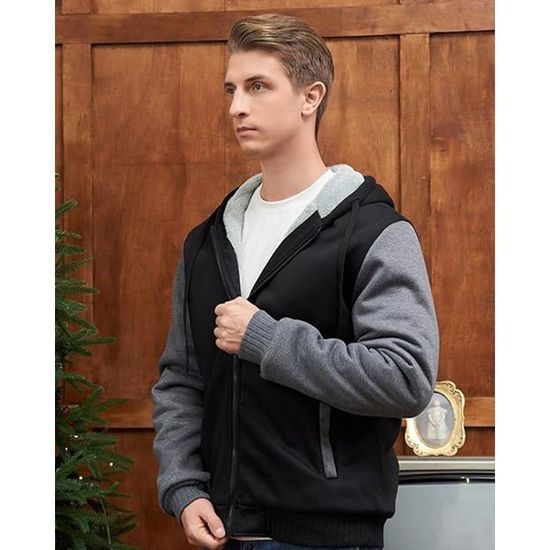 Sweat Sans Capuche Homme Demi-fermeture - Coupe Ample Doublé Polaire - Automne Hiver