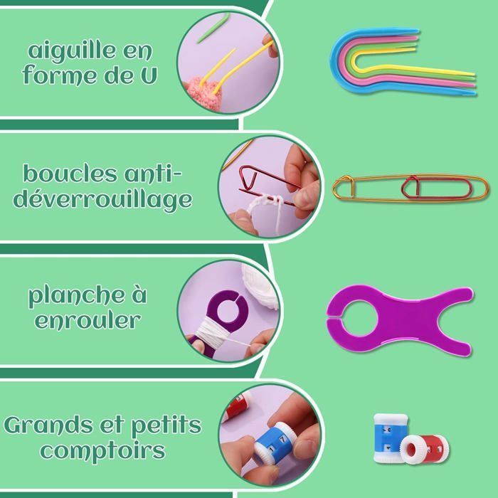 Kit Crochet Débutant COOPAY - 12 Pelotes Laine + Crochets + Accessoires - Sac Inclus
