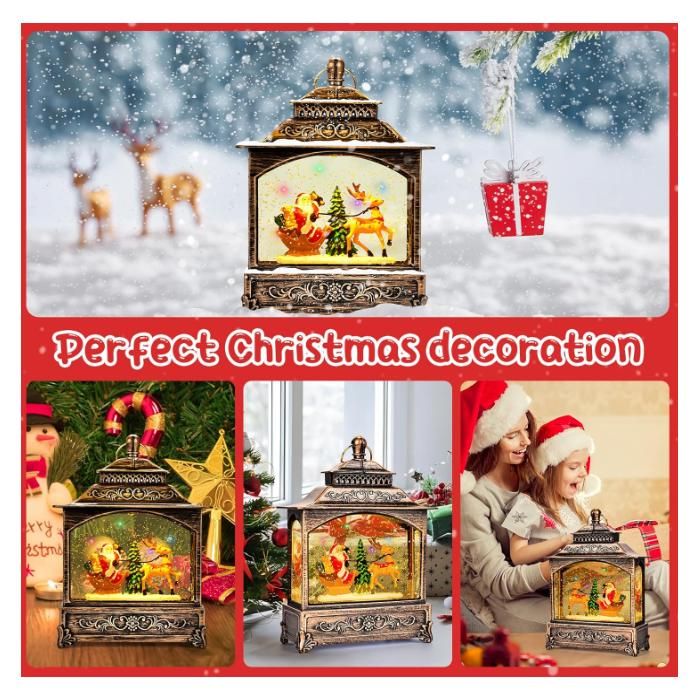 Décorations De Noël Lumineuses En Résine, USB Avec Musique Et Neige, Décorations De Noël