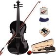 4/4 Violon Pleine Grandeur Violin Set pour Débutants Adultes Étudiants Adolescents, Violon en bois érable - Noir-0