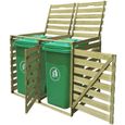 Abri pour poubelle double en bois imprégné ATYHAO - 240 L - 142 x 92 x 120 cm - Blanc et vert-0