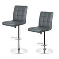 Zuorior 2x Tabourets de bar fauteuil chaise en hauteur reglable 9 grilles en simili (gris)-0
