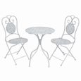 Luxueux Magnifique-Ensemble repas de jardin ou balcon - Set bistrot 1 table et 2 chaises - Acier Blanc grisâtre-0
