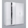 Armoire avec 4 portes coloris blanc en bois - Dim : H200 x L180 x P52 cm-0