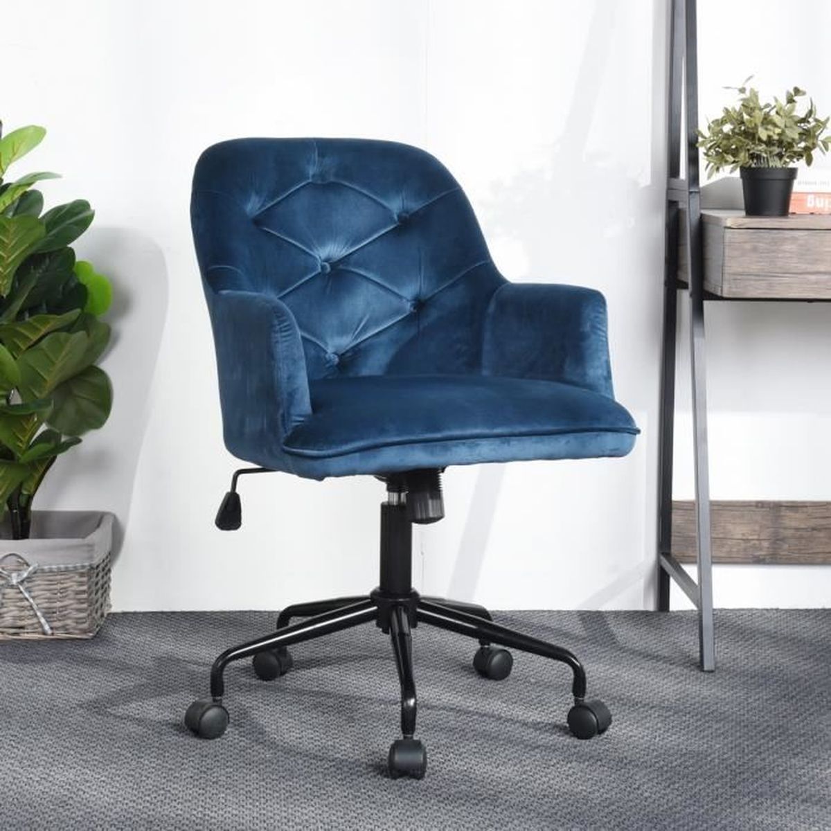Homy Casa Chiase de Bureau Velours Fauteuil de Bureau Hauteur Réglable