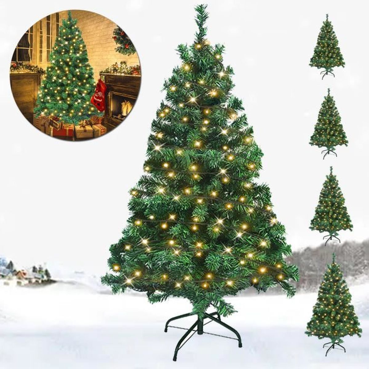 YRHOME 150cm Sapin de Noël avec éclairage Artificiel PVC avec Chaîne