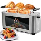 FATABETA 7MAGIC Grille-pain 1400W - 2 Longues fentes extra larges toaster - 6 Niveaux de dorage - Avec grille de cuisson - Écran LED -