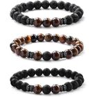 BRAND Bracelets perle hommes 8MM Tigers Eye Mens Bracelet Matte Lava Rock Bracelet Extensible réglable Bracelets de perles pour hommes