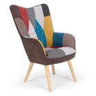 MENZZO Fauteuil scandinave Klarys Tissu Patchwork