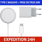 ZISONIX Chargeur induction - Compatible MagSafe - iPhone 14/13/12/11 - Charge rapide - USB-C - Blanc