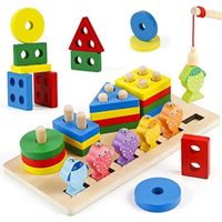 Jouet Montessori en Bois - Éducatif - Empilable et de Tri - Jeux de Pêche - Garçon Fille 1 2 3 4 Ans