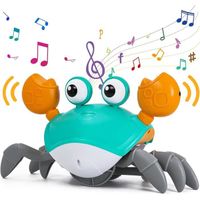 Crabe Qui Marche Bébé - Lumière LED et Musique Jouets Musicaux Evite Automatiquement Les Obstacles Anniversaire Cadeau Bebe 1 an