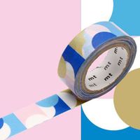 Masking tape demi-cercles - Or, rose et bleu - 1,5 cm x 7 m