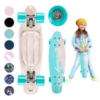 QKIDS GALAXY Skateboard - Roues en polyuréthane 6 cm - ABEC-7 - De 3 ans à 50 kg - pastel bleu