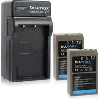Blumax Lot de 2 batteries pour Olympus BLS-5 / BLS-50 1100 mAh + chargeur BLS-5