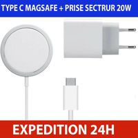 Chargeur induction + secteur compatible magsafe pour iPhone 14-14 PLUS-14 PRO-13-13 PRO-13 PRO MAX-12-12 PRO-11-X-XR-SE
