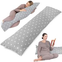 Coussin pour dormeur latéral avec housse 40 x 145 cm - Coussin de confort Étoiles blanches sur fond gris