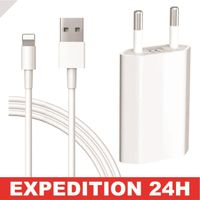 Chargeur pour IPhone 8, 6, 6S, 7, 7 Plus, 10, XR, XS, SE, IPod Touch 5G, Max Adaptateur Telephone Connecteur avec 2M Câble USB Prise