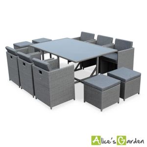 Salon De Jardin 6 10 Places Coloris Nuances Gris Cube Table