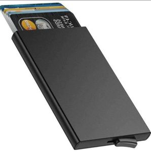 PORTE CARTE Porte-cartes de Crédit Automatique,RFID Carte de Crédit en Aluminium Titulaire Pop-up Portefeuille Porte-Cartes Cardprotector Noir