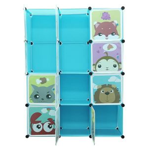 Armoire Chambre Meuble Rangement Enfant- 4 Cube- Armoire Plastique Cartoon-  75x37x75cm- Rose - Cdiscount Maison