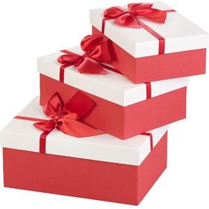 Boîte cadeau Lot de 3 paquets-cadeaux avec boucle rouge