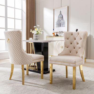 Chaise Salle à Manger Velours Crème – Dossier Rembourré, Pieds Métal Noir – Supporte 130 Kg – CLP