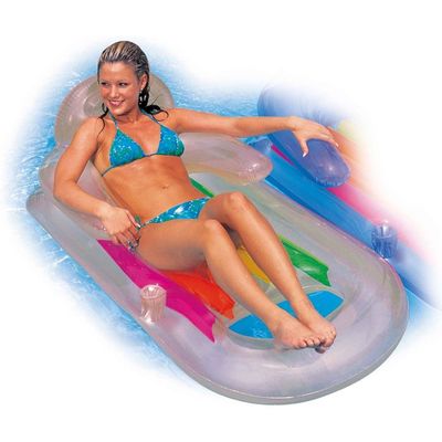 Matelas Gonflable Piscine SOLAVERO – Bronzage, Porte-gobelets, Appui-tête, UV Résistant (190x130 Cm)