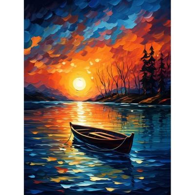 HEIBAGO Peinture Par Numéros Bateau 30x40 Cm – Toile Acrylique, 3 Pinceaux, Débutants Adultes Enfants – Cadeau Détente Déco