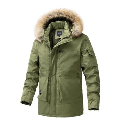Manteau Homme Hiver Parka Chaud Multi-Poche Militaire à Capuche Fausse Fourrure Coupe-Vent Par Yukirtiq