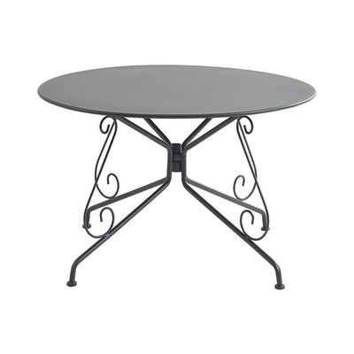 Table De Jardin Ronde 80 Cm Métal Style Fer Forgé Blanc – GUERMANTES MYLIA – Ambiance Romantique Extérieur 4 Personnes