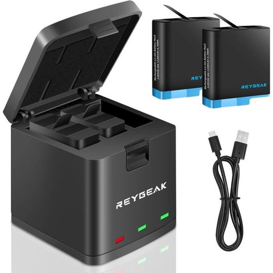 Hero 7/6/5 Batterie Chargeur Kit 3 Pack 1500mAh Remplacement Batteries Type- C