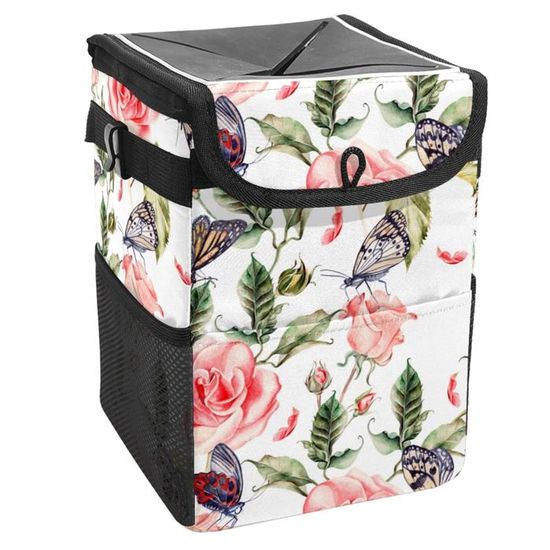 Mini Poubelle Noire De Voiture Étanche With Couvercle And 6 Rouleaux De Bags à Ordures