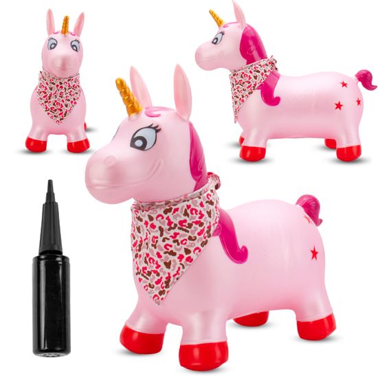 Jamara Animal Sauteur Licorne Rose – Avec Pompe – Jusqu'à 50 Kg – Développe L'équilibre – Dès 12 Mois