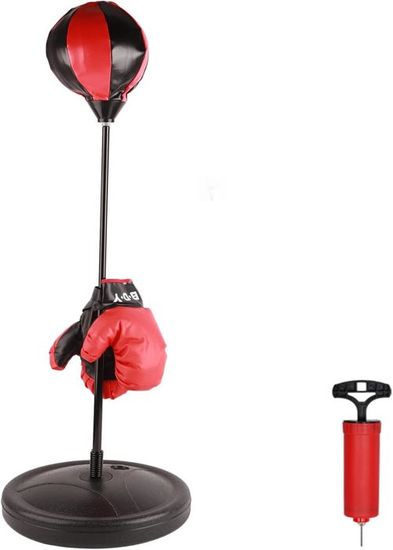 Costway Punching Ball Sur Pied Pour Enfant Hauteur Réglable 85-130 Cm, Gant De Box, Sac De Frappe Sur Pied, Base Anti-Dérapante, Pour Boxe Enfant 8 Ans