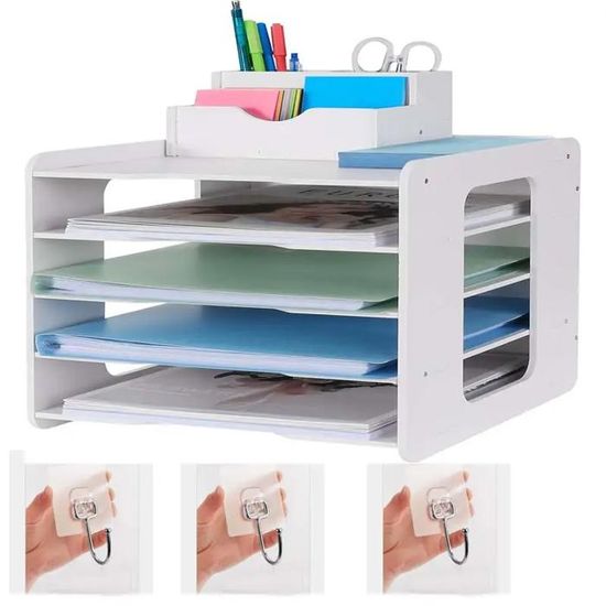 2 Organisateurs Bureau Transparents Support Vertical A4 - 22,5x22,5cm - Pour Magazines, Fichiers, Documents