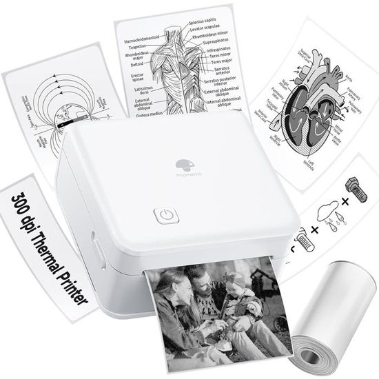 Phomemo M02 Pro Mini Imprimante Portable, 300 DPI Imprimante Thermique de Poche avec 3 Rouleaux