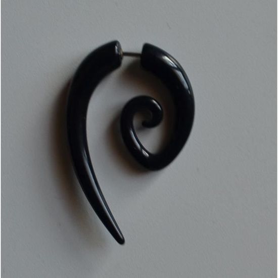 Tumundo 2 Faux Ecarteur Plugs Tribal Dilatateur Fakeplug Spirale Taper Piercing Boucle D'Oreille Acrylique Noir Blanc, Variante:noir