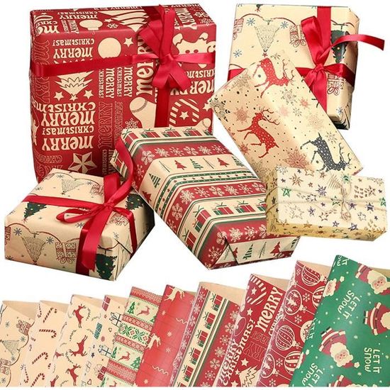 6 Rouleaux Papier Cadeau de Noël,70x40 cm Feuilles Papier Cadeau Naturel, Papier D'emballage Cadeau,Rouleau Papier Cadeau Noel 10 - Cdiscount  Beaux-Arts et Loisirs créatifs