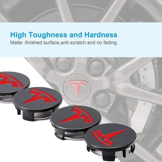 4 Autocollants Capuchon De Roue Tesla Model 3 S X - 56mm - Logo Centre Jante Protection