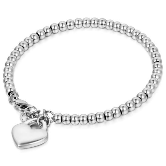 BRACELET Bracelet Gourmette Femme Fille Fantaisie avec Symbole Cœur d'Amour Love Chaîne de Main en Acier Inoxydable Sac Cadeau