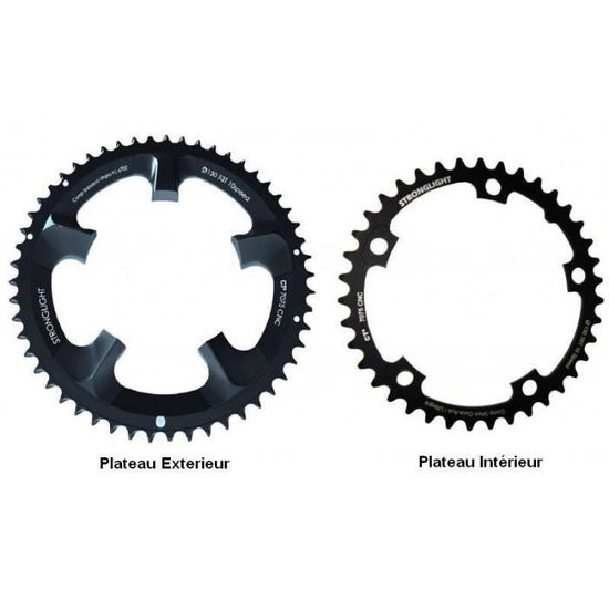Plateau Stronglight Zicral 130mm – Aluminium 7075, Compatible Shimano/Sram 9/10 Vitesses, De 46 à 55 Dents