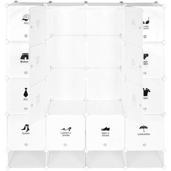 Armoire Penderie Modulaire LANTUS 110x37x74cm - Cubes Rangement Plastique Bleu Assemblage Facile