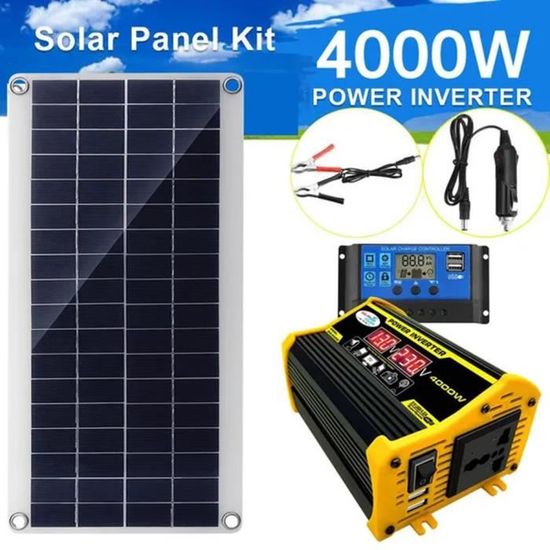 Panneau Solaire 400w Kit Complet Kit Solaire 300W Complet - Panneau 18W Onduleur Régulateur 30A, Idéal Pour Camping Panneau Solaire Camping Car