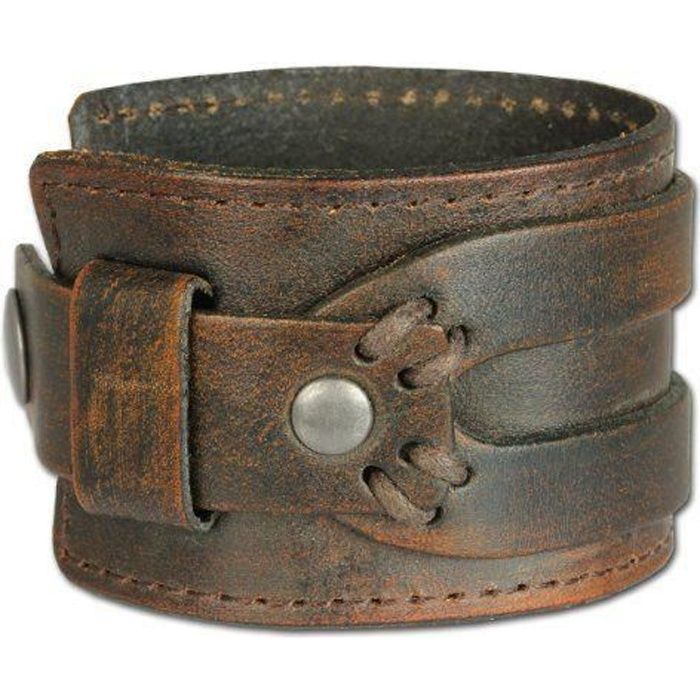 Bracelet Cuir Homme Force Manchette Marron Antique